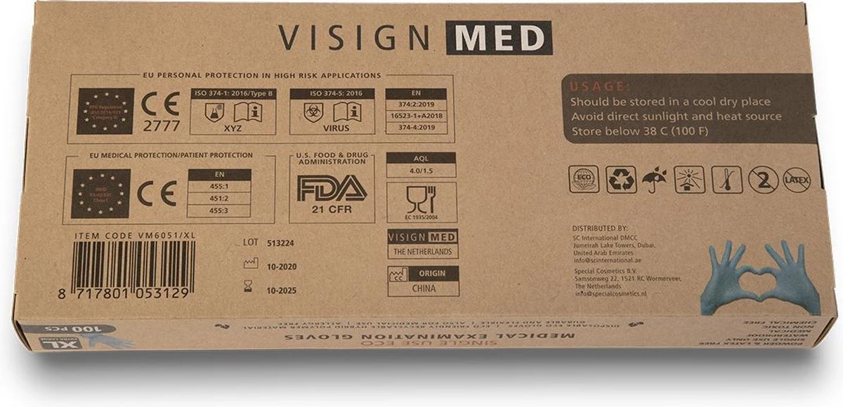 Visign Med - Ecologische Medische Wegwerp Handschoenen - Medium - 100st. - Eco Handschoenen Disposable 5 Visign Med - Ecologische Medische Wegwerp Handschoenen - Medium - 100st. - Eco Handschoenen Disposable - Afbeelding 3