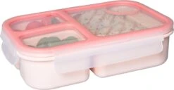 Lock&Lock Lunchbox - Bento Box - Salade Lunchbox - Met 3 Compartimenten - Met Dressing/Saus Bakje - Volwassenen En Kinderen - To Go - Lekvrij - BPA Vrij - 980 Ml - Roze -Mepal shop 1200x622