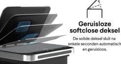 Homra DEXER Afvalscheiding Prullenbak - 4 Vakken - 60 Liter (2×18L + 2×12L) - Recycle Sensor Prullenbak - RVS Afvalemmer - Afvalscheidingsprullenbak - Design Keuken Afvalemmer - Automatische Lucht- En Bacterie Filter - Soft Close Deksel – Kleur Zwart -Mepal shop 1200x632 2