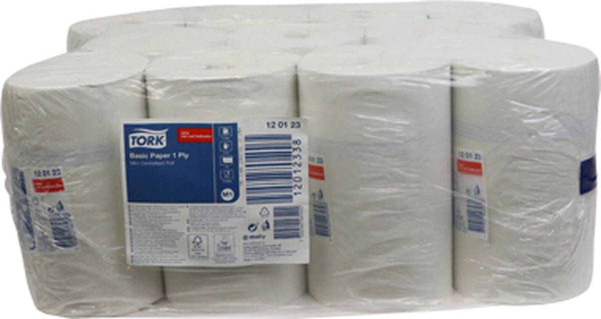 Tork Universal M1 Papier 1-laags Wit 22cm X 120 Meter - Doos 11 Rol 120123 14 Tork Universal M1 Papier 1-laags Wit 22cm X 120 Meter - Doos 11 Rol 120123 - Afbeelding 12