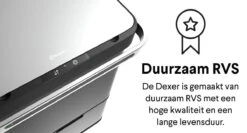 Homra DEXER Afvalscheiding Prullenbak - 4 Vakken - 60 Liter (2×18L + 2×12L) - Recycle Sensor Prullenbak - RVS Afvalemmer - Afvalscheidingsprullenbak - Design Keuken Afvalemmer - Automatische Lucht- En Bacterie Filter - Soft Close Deksel – Kleur Zwart -Mepal shop 1200x646 4