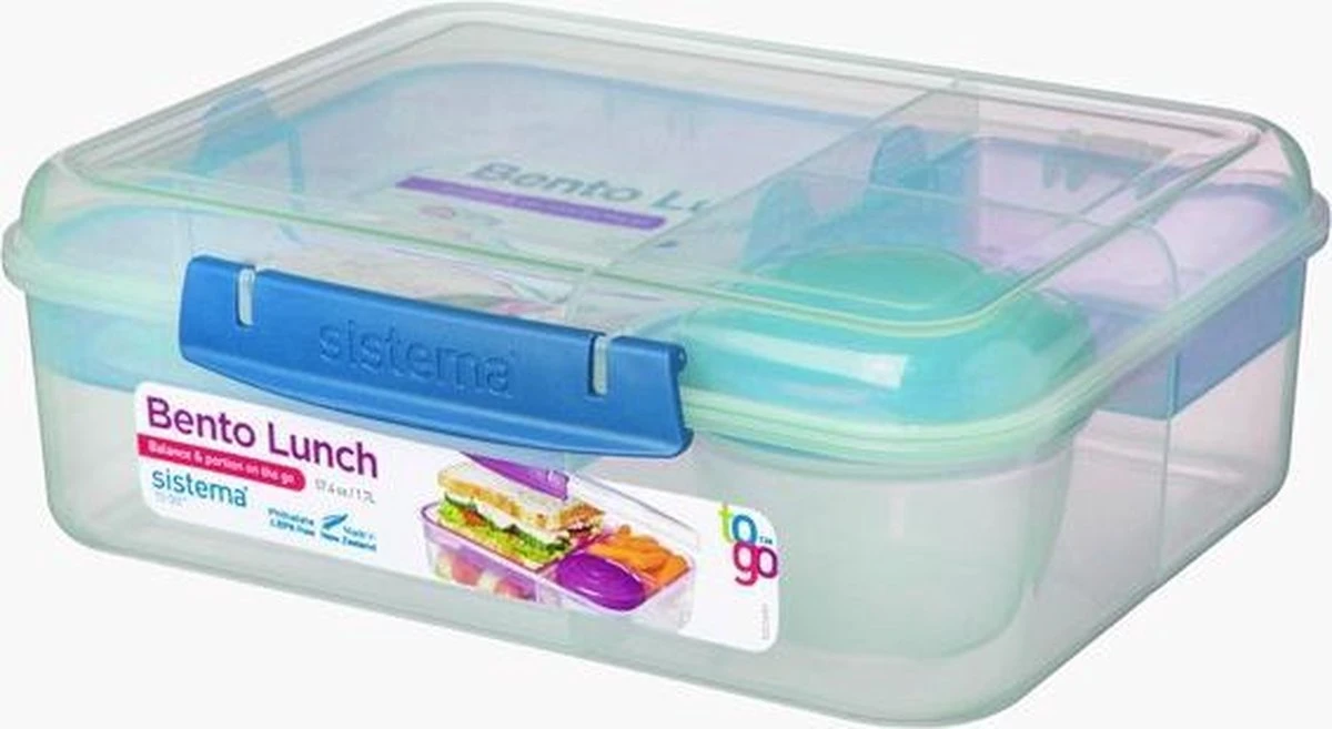Sistema To Go Bento Lunch Lunchbox 1,65L Blauw 3 Sistema To Go Bento Lunch Lunchbox 1,65L Blauw