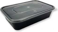 50 Stuks Zwarte Magnetron Bakjes Met Deksel - 500 Cc Bakjes - 500ml Bakjes Met Deksel - Magnetronbakje - Saladebakje Met Deksel - Zwart Bakje - Tapas - Diepvriesbakjes - Vershoudbakjes - Plastic Bakjes Met Deksel - Vershouddoos - Lunchbox