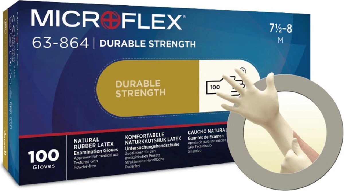 ANSELL MICROFLEX® 63-864 - Latex Wegwerp Handschoenen, Poedervrij, M, Wit, 100 Stuks 6 ANSELL MICROFLEX® 63-864 - Latex Wegwerp Handschoenen, Poedervrij, M, Wit, 100 Stuks - Afbeelding 4