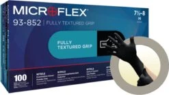 ANSELL MICROFLEX® 93-852 - Nitril Wegwerp Handschoenen, Latexvrij, Poedervrij, M, Zwart, 100 Stuks (0.12-0.15mm) -Mepal shop 1200x680