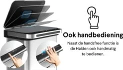 Homra DEXER Afvalscheiding Prullenbak - 4 Vakken - 60 Liter (2×18L + 2×12L) - Recycle Sensor Prullenbak - RVS Afvalemmer - Afvalscheidingsprullenbak - Design Keuken Afvalemmer - Automatische Lucht- En Bacterie Filter - Soft Close Deksel – Kleur RVS -Mepal shop 1200x682 1