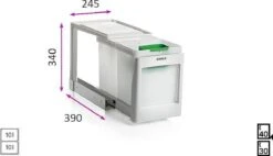 Stala 2 PK Inbouw Prullenbak - 20 L - Wit -Mepal shop 1200x691