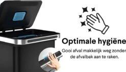 Homra DEXER Afvalscheiding Prullenbak - 4 Vakken - 60 Liter (2×18L + 2×12L) - Recycle Sensor Prullenbak - RVS Afvalemmer - Afvalscheidingsprullenbak - Design Keuken Afvalemmer - Automatische Lucht- En Bacterie Filter - Soft Close Deksel – Kleur Zwart -Mepal shop 1200x692 5