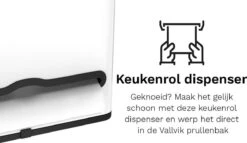 Stangvollby Vallvik Prullenbak – 4 Liter – Keukenrol Dispenser – Wit – RVS - Ophangbare Vuilbak - Afvalscheiding - Uitneembare Binnenemmer – Inbouw Vuilnisbak – Keuken Afvalemmer – Ruimtebesparend – Staand - Ophangen – Keukenrol Houder – GFT Bakje -Mepal shop 1200x695 1