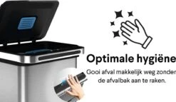 Homra DEXER Afvalscheiding Prullenbak - 4 Vakken - 60 Liter (2×18L + 2×12L) - Recycle Sensor Prullenbak - RVS Afvalemmer - Afvalscheidingsprullenbak - Design Keuken Afvalemmer - Automatische Lucht- En Bacterie Filter - Soft Close Deksel – Kleur RVS -Mepal shop 1200x696 3