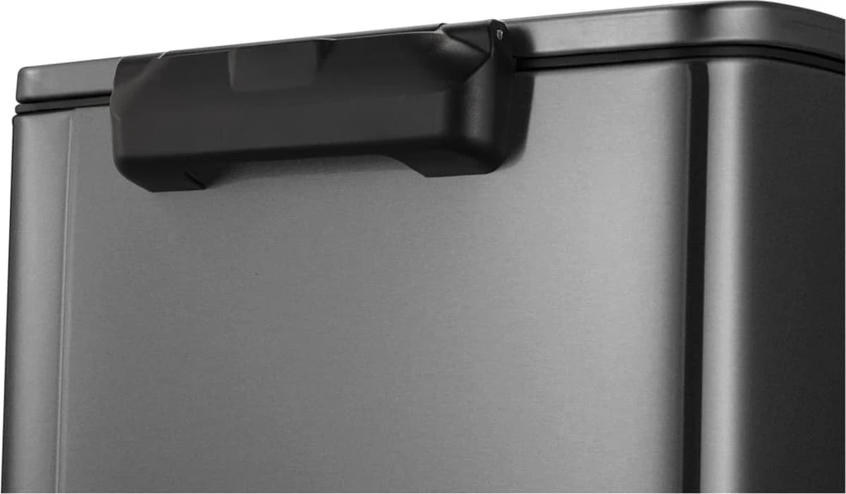 EKO E-Cube Prullenbak - Black Steel - 28 + 18 Liter - Anti-slip- Soft-close - Fingerprintproof 4 EKO E-Cube Prullenbak - Black Steel - 28 + 18 Liter - Anti-slip- Soft-close - Fingerprintproof - Afbeelding 2