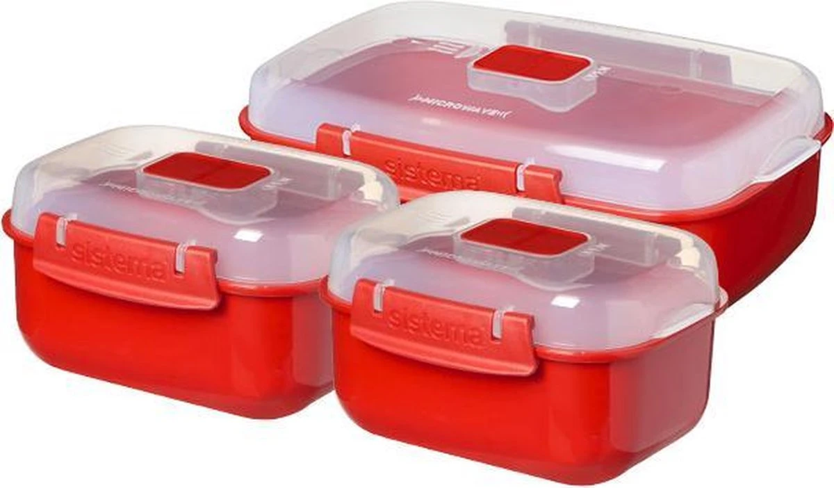 Sistema Microwave Magnetronbak - 3-Delige Set - Heat 'n Eat - Stapelbaar 3 Sistema Microwave Magnetronbak - 3-Delige Set - Heat 'n Eat - Stapelbaar
