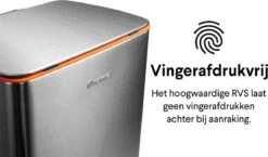 Pedaalemmer RVS 50 Liter - Prullenbak Met Pedaal Homra KONIQ - 50L Zilver - Automatische Lucht Filter - Odor Control Filter - Softclose Deksel - Design Afvalemmer - Duurzaam Vingerafdrukvrij En Vuilafstotend RVS - Keuken En Kantoor Vuilbak -Mepal shop 1200x703 4