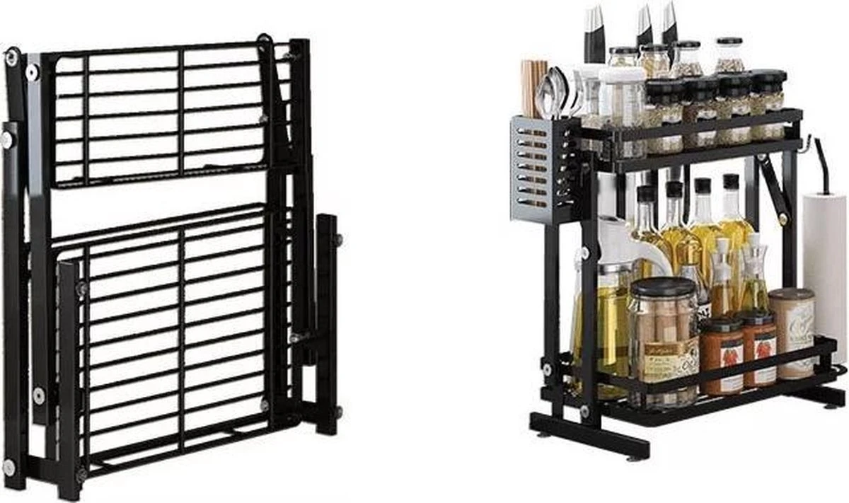 TammaT - Kruidenrek - Kruidenrek Staand - Inklapbare Keukenrek - 3-laags 35x21x56,5CM - Keuken Organizer - Aanrecht Organizer - Keuken Opslag - Roestvrij Staal - Opbergrek - Keuken Organizers - Roestvrij En Krasvrij 16 TammaT - Kruidenrek - Kruidenrek Staand - Inklapbare Keukenrek - 3-laags 35x21x56,5CM - Keuken Organizer - Aanrecht Organizer - Keuken Opslag - Roestvrij Staal - Opbergrek - Keuken Organizers - Roestvrij En Krasvrij - Afbeelding 14