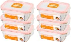 Lock&Lock Glazen Vershoudbakjes - Glazen Meal Prep Bakjes - Glazen Bakjes Met Deksel - Ovenschaaltjes Met Deksel - Set Van 6 Stuks - 380 Ml -Mepal shop 1200x713 4