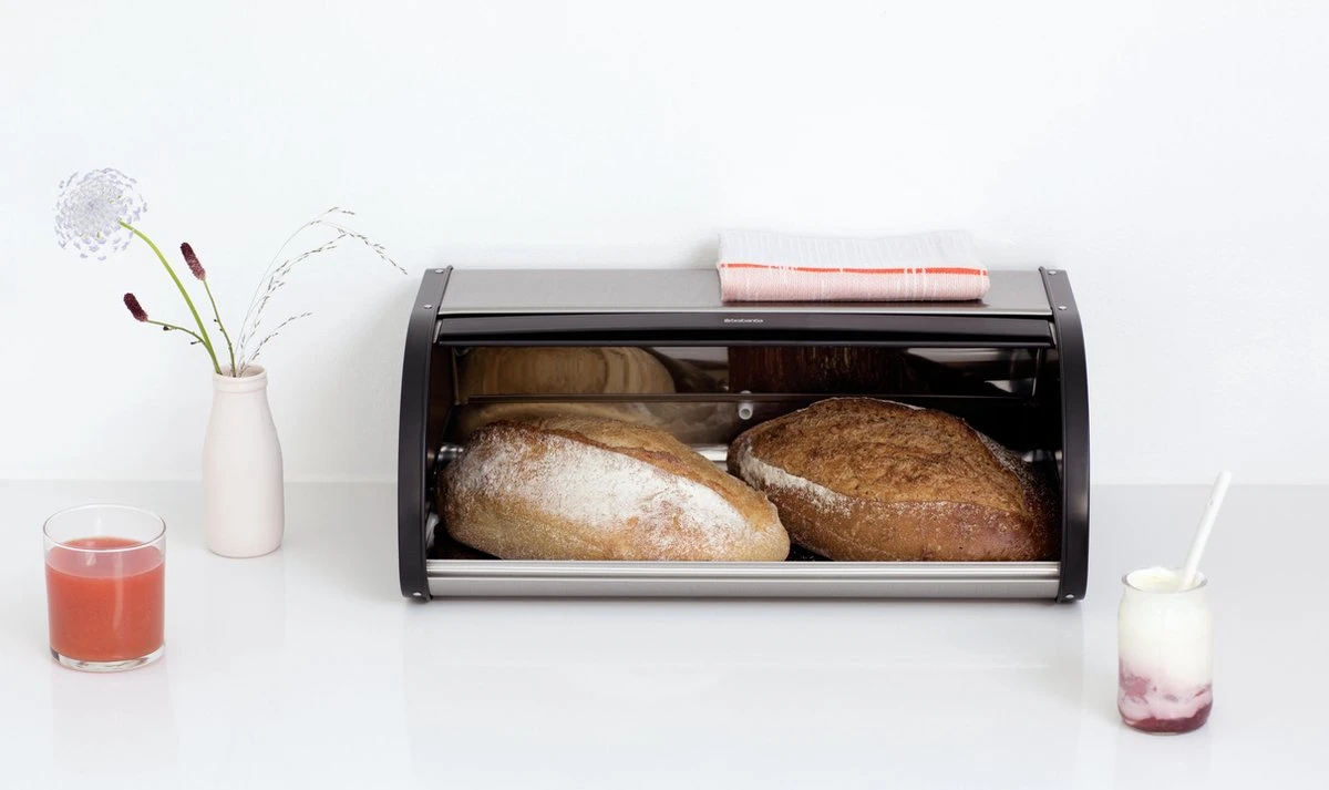 Brabantia Broodtrommel - Met Schuifdeksel - Matt Steel Fingerprint Proof 4 Brabantia Broodtrommel - Met Schuifdeksel - Matt Steel Fingerprint Proof - Afbeelding 2