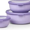 Mepal - Multikom Cirqula 3-delige Set (350 + 750 + 1250 Ml) - Mag In De Vriezer, Magnetron En Vaatwasser – Nordic Lilac – Meal Prep Bakjes - Bewaardozen Met Deksel