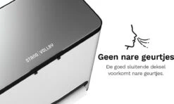 Stangvollby Vallvik Prullenbak – 4 Liter – Keukenrol Dispenser – Wit – RVS - Ophangbare Vuilbak - Afvalscheiding - Uitneembare Binnenemmer – Inbouw Vuilnisbak – Keuken Afvalemmer – Ruimtebesparend – Staand - Ophangen – Keukenrol Houder – GFT Bakje -Mepal shop 1200x718 1