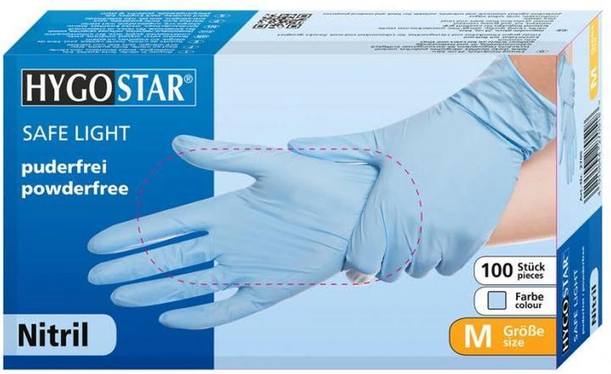 Hygostar Nitril Wegwerp Handschoenen Blauw Poedervrij Maat M - 100 Stuks 3 Hygostar Nitril Wegwerp Handschoenen Blauw Poedervrij Maat M - 100 Stuks