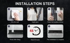 Merkloos Kruidenrek Met Rolhouder, Keuken Organizer, Kruidenrek Met/zonder Boren, Kruidenrek, Wandorganizer Voor Specerijen, Set Van 2 Zwarte Keukenrekken, Kruidenrek Ophangbaar, Wandrek, Staal, Zwart, Keukenrek -Mepal shop 1200x742 3