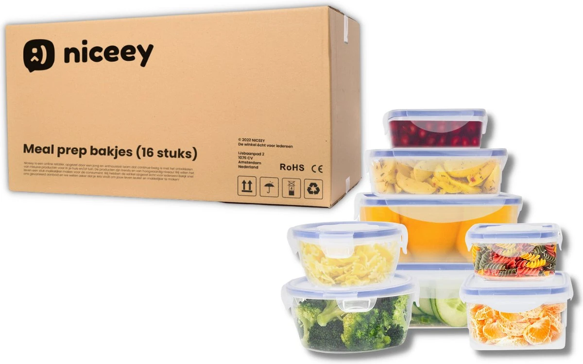 Niceey Meal Prep Bakjes - 8 Stuks - Vershoudbakjes Set Met Deksel - Magnetron Bakjes Met Deksel - Diepvriesbakjes - Plastic 11 Niceey Meal Prep Bakjes - 8 Stuks - Vershoudbakjes Set Met Deksel - Magnetron Bakjes Met Deksel - Diepvriesbakjes - Plastic - Afbeelding 9