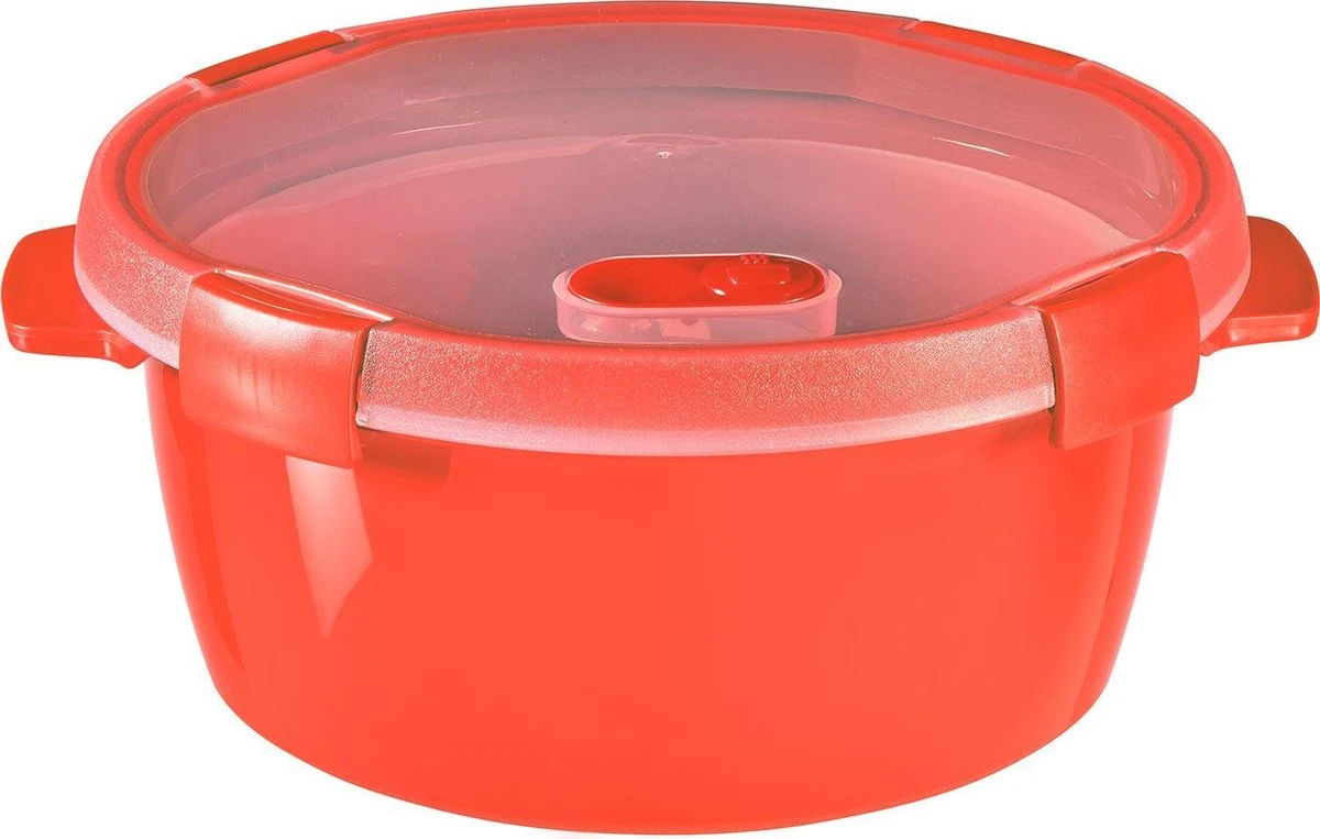 Curver Smart Microwave Eco Steamer Rond 1.6L + Stoomtray - Rood 3 Curver Smart Microwave Eco Steamer Rond 1.6L + Stoomtray - Rood
