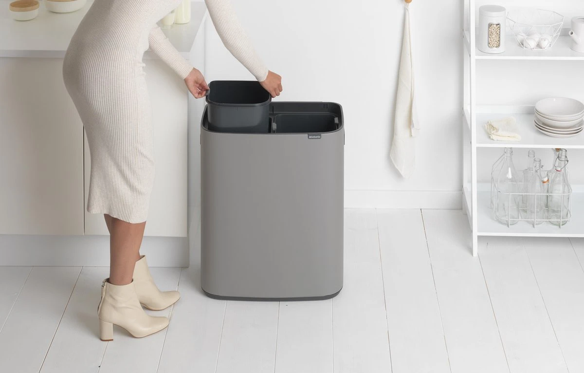 Brabantia Bo Touch Bin Prullenbak - 2 X 30 L - Mineral Concrete Grey 7 Brabantia Bo Touch Bin Prullenbak - 2 X 30 L - Mineral Concrete Grey - Afbeelding 5
