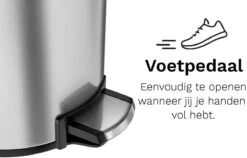 Pedaalemmer - 5 Liter - RVS - Prullenbak StangVollby Kallax - Toilet - Badkamer - Klein - Soft Close Deksel - Chique Design - Kleine RVS Pedaal Afvalemmer - Vuilnisbak -Mepal shop 1200x767