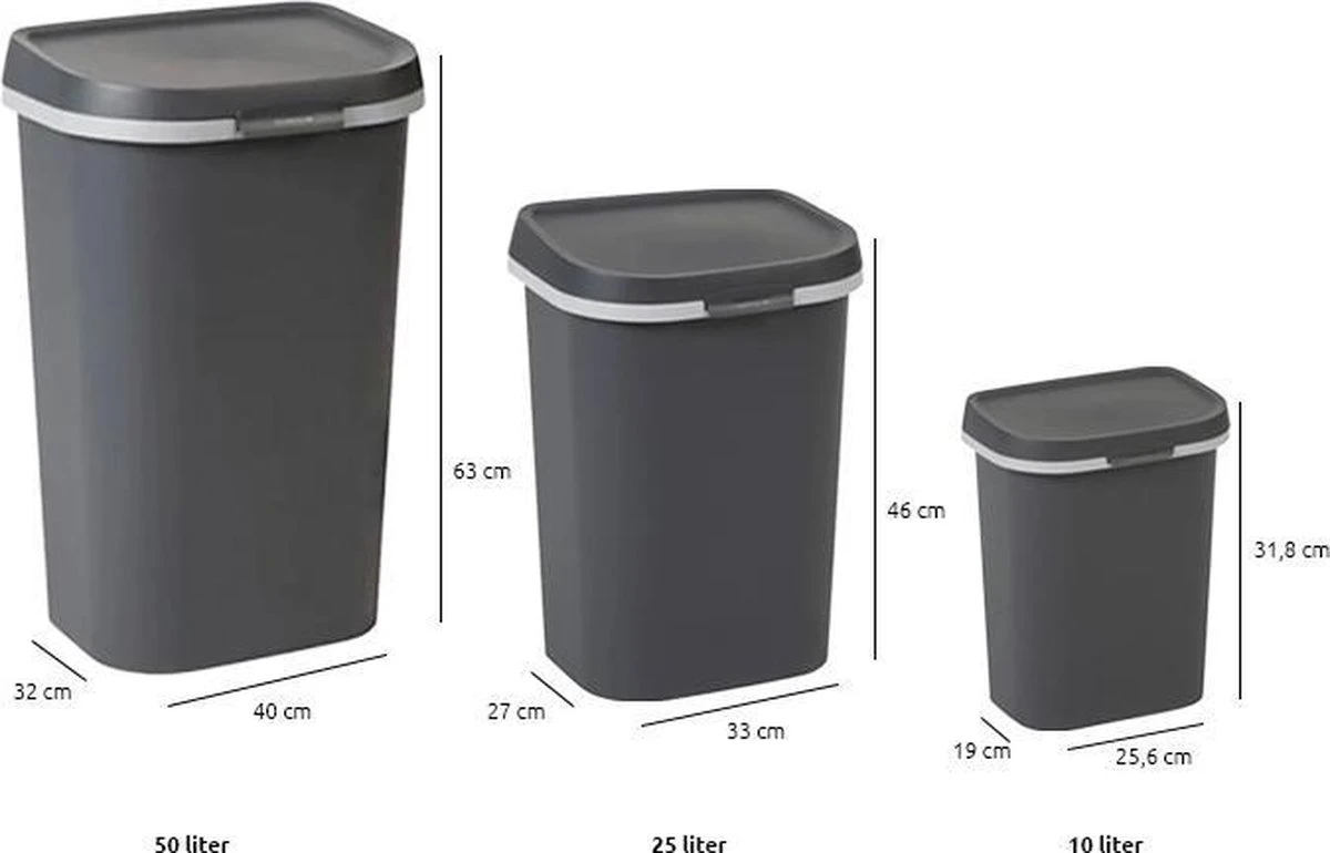 Curver Mistral Flat Prullenbak - 50L - Antraciet 12 Curver Mistral Flat Prullenbak - 50L - Antraciet - Afbeelding 10