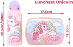 Broodtrommel + Drinkfles Unicorn | Lunchbox Voor Kinderen | Eenhoorn Roze LS03a -Mepal shop 1200x777 2