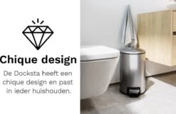 Pedaalemmer - 12 Liter - RVS - Afvalemmer StangVollby Docksta - Toilet - Badkamer - Kantoor - Klein - Soft Close Deksel - Chique Design - RVS Pedaal Prullenbak - Afvalzak Inkeping - Vuilnisbak Badkamer -Mepal shop 1200x782 1