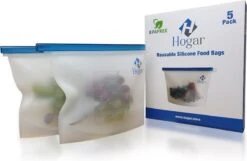 Vershoudzakjes Van Hogar - Siliconen Vershoudzakken - Herbruikbaar Diepvrieszakjes - Meal Prep - Set Van 5 - BPA Vrij - Verwarmbaar - Invriesbaar - Vaatwasser Bestendig - Duurzaam