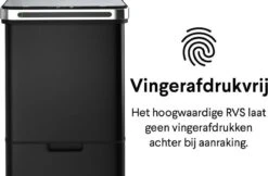 Homra DEXER Afvalscheiding Prullenbak - 4 Vakken - 60 Liter (2×18L + 2×12L) - Recycle Sensor Prullenbak - RVS Afvalemmer - Afvalscheidingsprullenbak - Design Keuken Afvalemmer - Automatische Lucht- En Bacterie Filter - Soft Close Deksel – Kleur Zwart -Mepal shop 1200x785 1