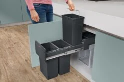 Hailo 0310-300 EcoLine Design Trio L Inbouwafvalemmer 3x10L Met 3 Compartimenten Zwart -Mepal shop 1200x800 110