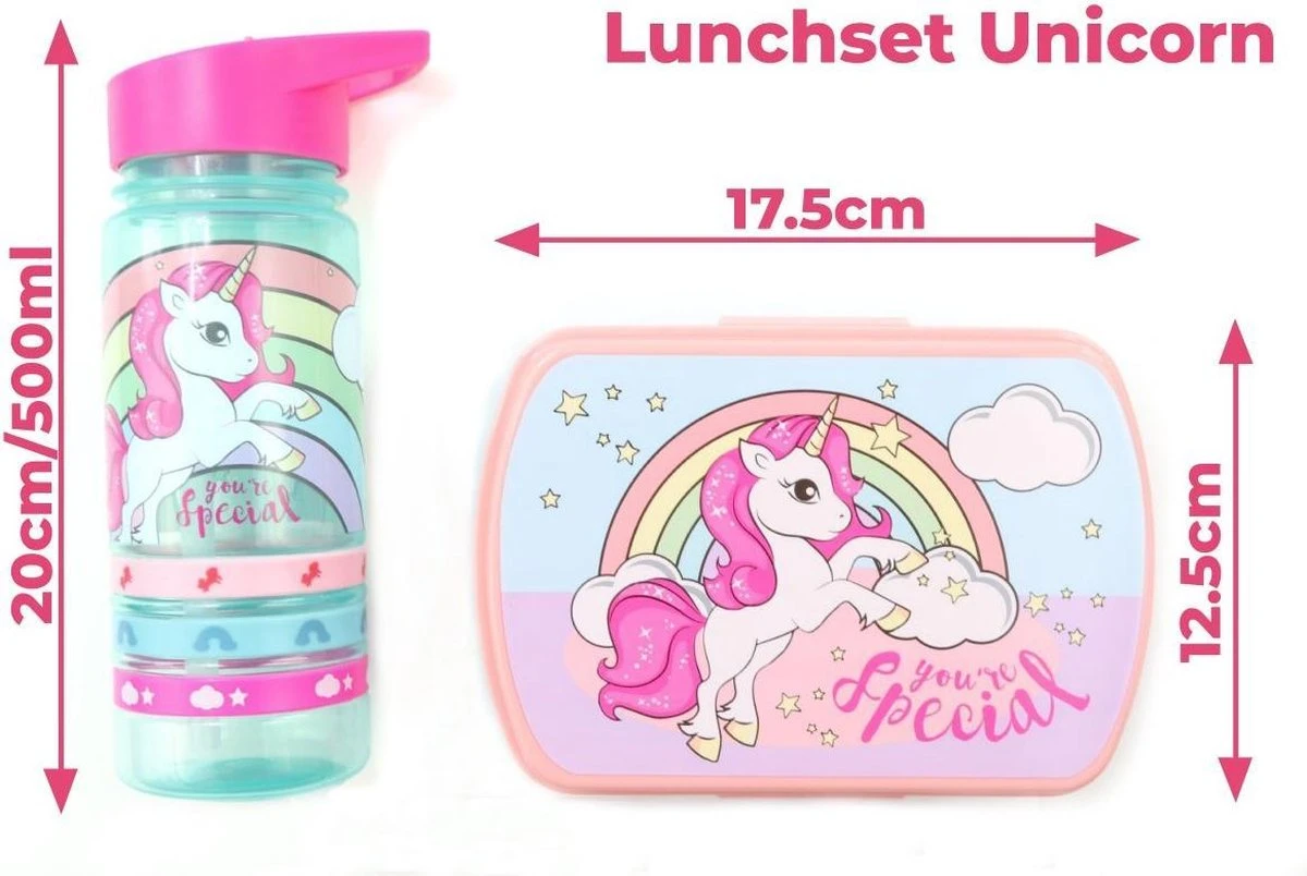 Unicorn Broodtrommel + PET Drinkfles Lichtblauw | Eenhoorn Lunchbox Set Voor Meisjes LS22 9 Unicorn Broodtrommel + PET Drinkfles Lichtblauw | Eenhoorn Lunchbox Set Voor Meisjes LS22 - Afbeelding 7