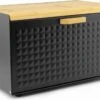 Luxe Broodtrommel Zwart Met Bamboe - Brood Bewaardoos - 36x21x21CM - Rechthoekig