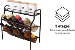 Zindoo Kruidenrek Zwart 3-laags Staand - Specerijen Rek - Kruiden Rek - Duurzaam RVS - Anti Slip Onderzijde - Specerijenstandaard – Keukenorganizer - Spice Rack - Kitchen Rack - Spice Organizer Keukenaccessoire - ZIN-SR05 11 Zindoo Kruidenrek Zwart 3-laags Staand - Specerijen Rek - Kruiden Rek - Duurzaam RVS - Anti Slip Onderzijde - Specerijenstandaard – Keukenorganizer - Spice Rack - Kitchen Rack - Spice Organizer Keukenaccessoire - ZIN-SR05 -Mepal shop 1200x812 5