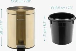 Navaris Badkamer Pedaalemmer 5 Liter - Badkamerprullenbak Met Deksel En Uitneembare Emmer Voor Badkamer, Toilet, Keuken - Metallic Goudkleurig 15 Navaris Badkamer Pedaalemmer 5 Liter - Badkamerprullenbak Met Deksel En Uitneembare Emmer Voor Badkamer, Toilet, Keuken - Metallic Goudkleurig -Mepal shop 1200x815