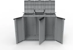 Terry Afval Opbergkast Ecoline 3 - Prullenbak - 330 Liter Inhoud (3 X 110) - Met Deksels - Grijs -Mepal shop 1200x819 1