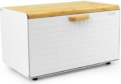 Broodtrommel-Helpt Brood Vers Te Houden-Wit-Brooddoos-Bewaardoos-Vershouddoos-Broodkast-Broodbak-Broodmand-Metaal