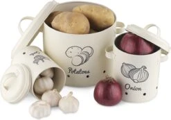 Navaris Set Van 3 Voorraadpotten - Voor Aardappelen, Uien En Knoflook - Metalen Voorraadblikken - Voor Opslag En Houdbaarheid - Vaatwasserbestendig -Mepal shop 1200x839 2