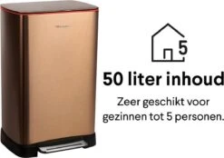 Homra Koniq Prullenbak Met Pedaal - 50 Liter - RVS - Pedaalemmer - Automatisch Lucht Filter - Odor Control - 50L Capaciteit - Soft Close Deksel - Afvalemmer - Design - Hygiënisch - Koper -Mepal shop 1200x847 3