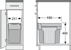 Hailo Tandem De Luxe - Inbouw Prullenbak - 31 Liter Inhoud - 25 X 40 X 49 Cm - Met 2 Compartimenten - Grijs -Mepal shop 1200x850