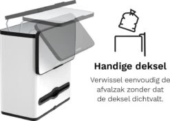Stangvollby Vallvik Prullenbak – 4 Liter – Keukenrol Dispenser – Wit – RVS - Ophangbare Vuilbak - Afvalscheiding - Uitneembare Binnenemmer – Inbouw Vuilnisbak – Keuken Afvalemmer – Ruimtebesparend – Staand - Ophangen – Keukenrol Houder – GFT Bakje -Mepal shop 1200x859