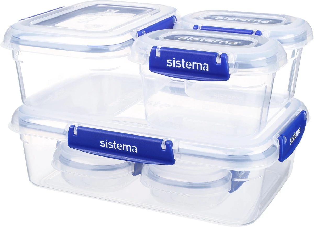 Sistema Klip It + Voorraaddozen - 6 Delige Set - 2x 180ml, 2x 400ml, 1x 1L En 1x 2.2L 3 Sistema Klip It + Voorraaddozen - 6 Delige Set - 2x 180ml, 2x 400ml, 1x 1L En 1x 2.2L
