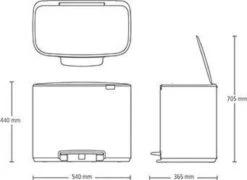 Brabantia Bo Prullenbak - 3 X 11 L - Matt Black -Mepal shop 1200x876