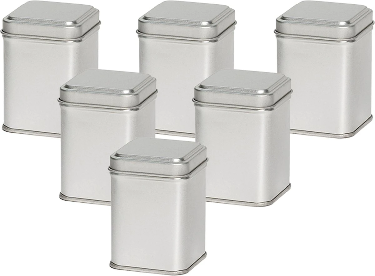 Merkloos Theeblik - Kruidenblik - Bewaarblik Zilver 50 Gram | 6 Stuks 3 Merkloos Theeblik - Kruidenblik - Bewaarblik Zilver 50 Gram | 6 Stuks