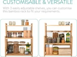 Navaris Keukenrek Met 3 Planken - Verstelbaar Kruidenrek Van Bamboe - Staand - Stevige Constructie - Natuurlijk Bamboehout - Waterafstotend -Mepal shop 1200x896 10