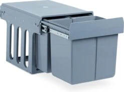 Relaxdays Inbouw Prullenbak Keuken - Uitschuifbare Vuilnissysteem - 3 Vakken - Grijs