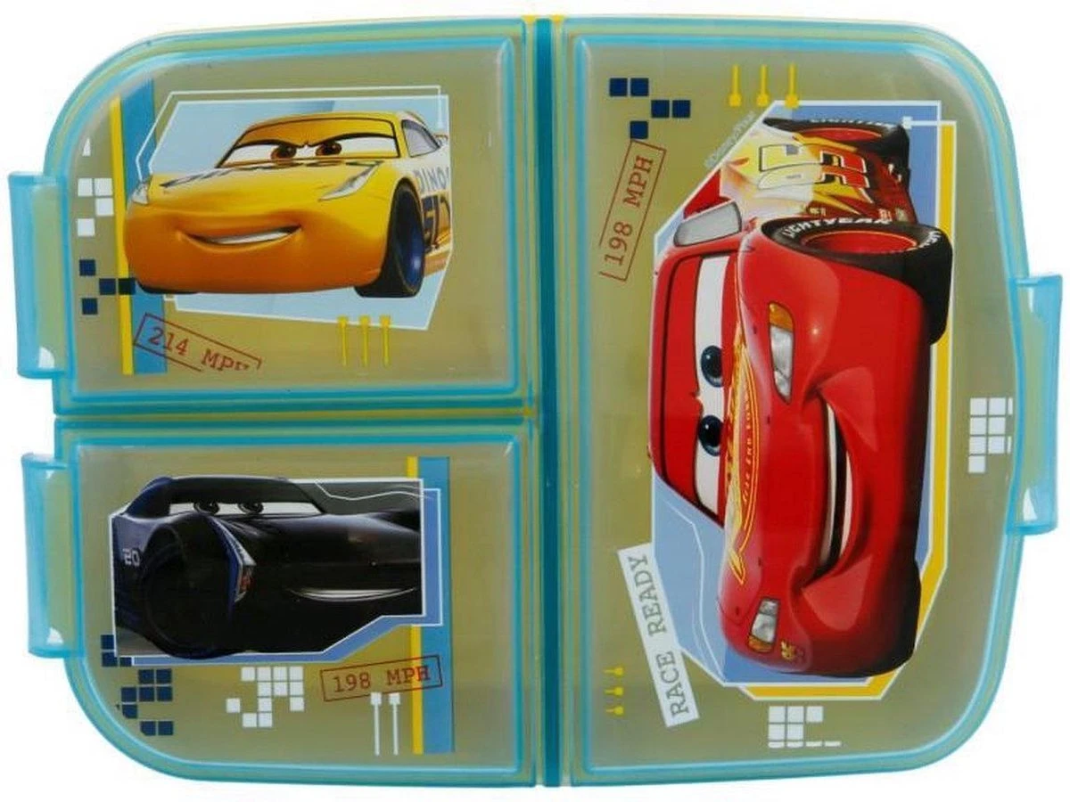 CARS Lunchbox - 3 Vakken - Disney Cars Broodtrommel 4 CARS Lunchbox - 3 Vakken - Disney Cars Broodtrommel - Afbeelding 2
